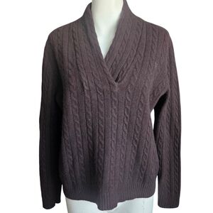 Lauren Ralph Lauren Brown Wool/Angora Cable Knit Sweater XL (Fits Like A LG)